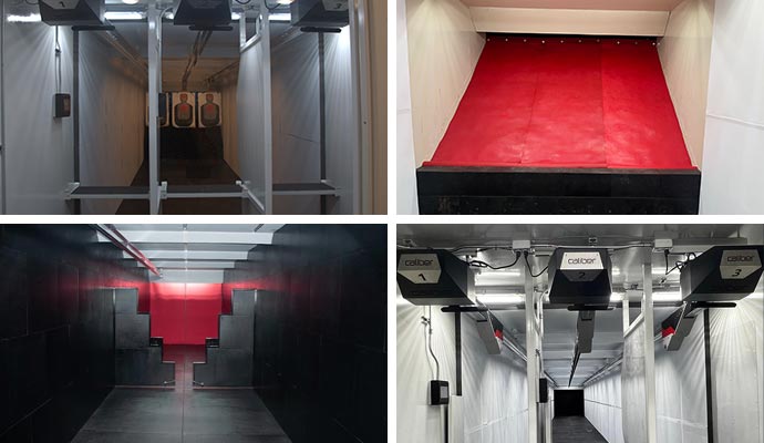 Collage of mobile shooting ranges interior