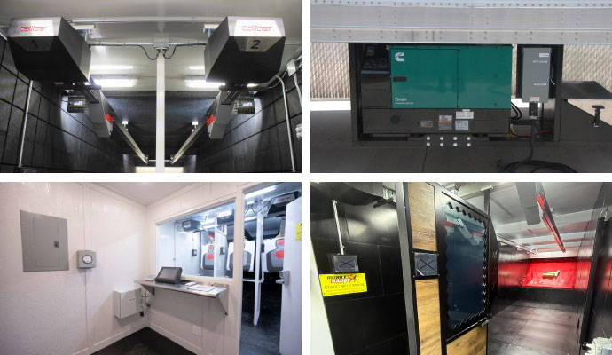 Collage of mobile shooting range trailer interior