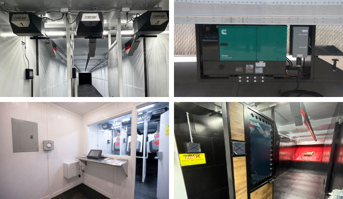 Collage of Road King premium upgrades target system, RSO control room, and shooting stalls