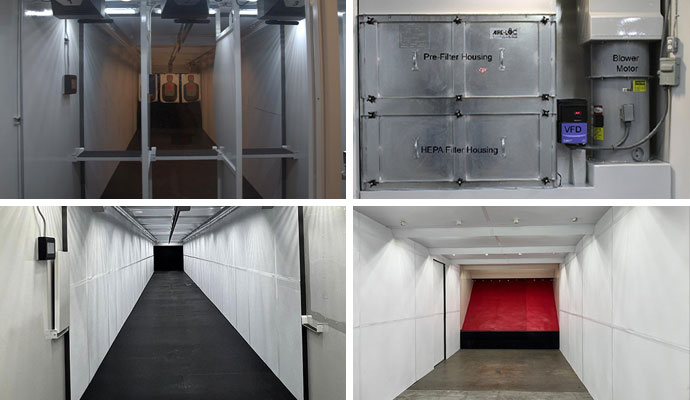 Collage of shooting range features