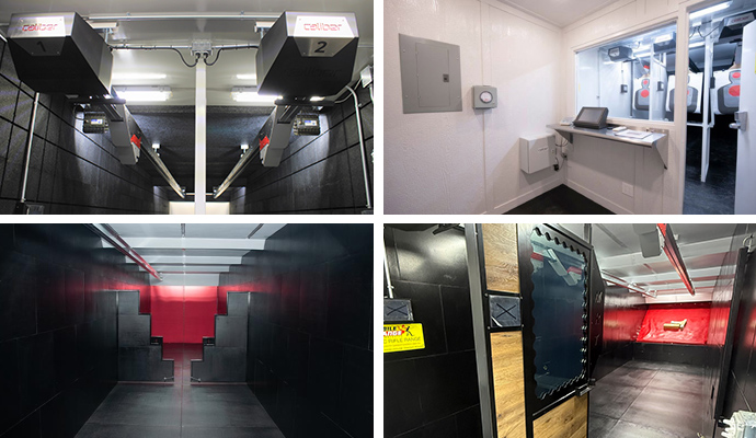 Collage of shooting range interior