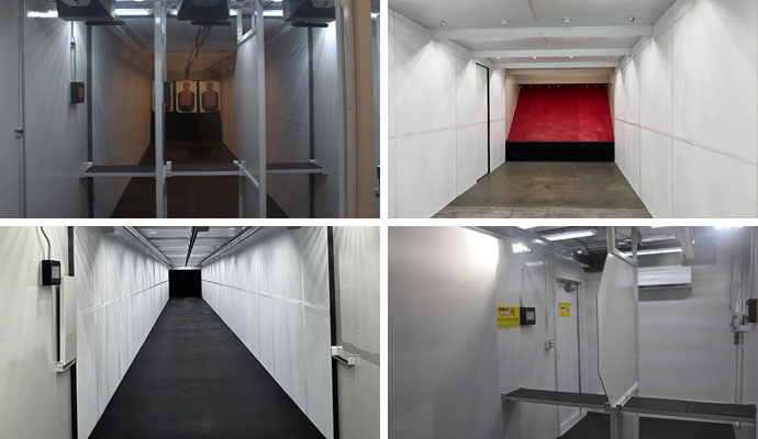 Collage of shooting range interior