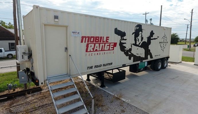 Exterior view of a fully self-contained mobile container shooting range