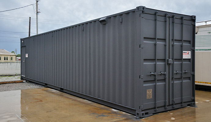 Ground Hog modular container shooting range situated on concrete pad