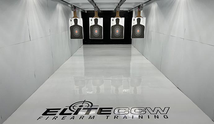 Indoor shooting range with silhouette targets
