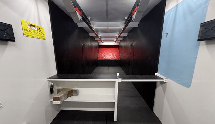 Interior of a firing range container
