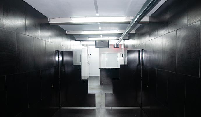 Interior of a mobile shooting range