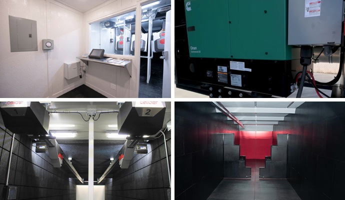 Interior views of modular shooting range upgrades