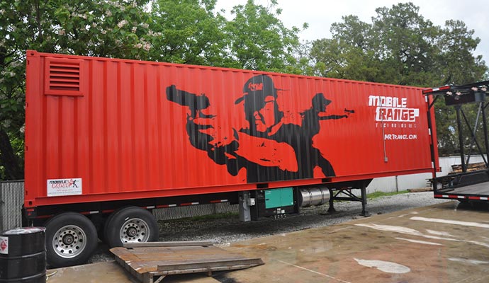 Mobile shooting range container trailer exterior