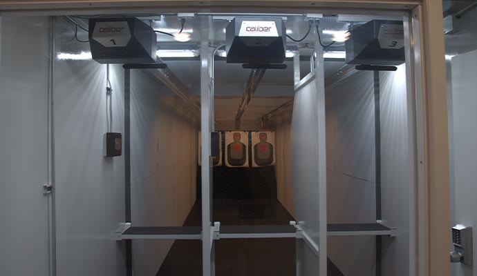 Mobile shooting range target lanes with shooting booths