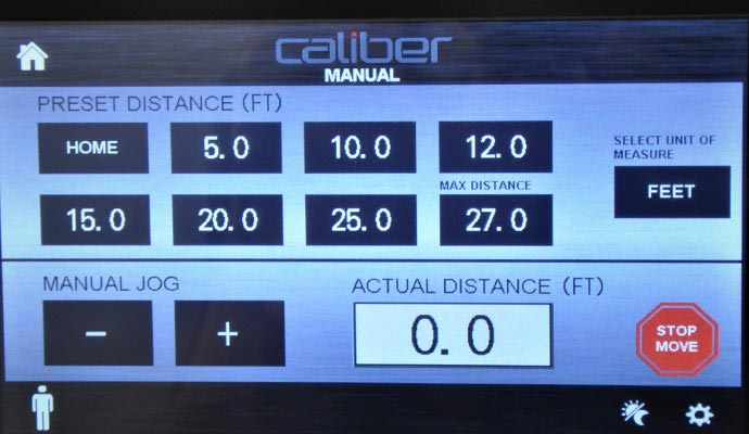 Digital caliber range control touchscreen interface