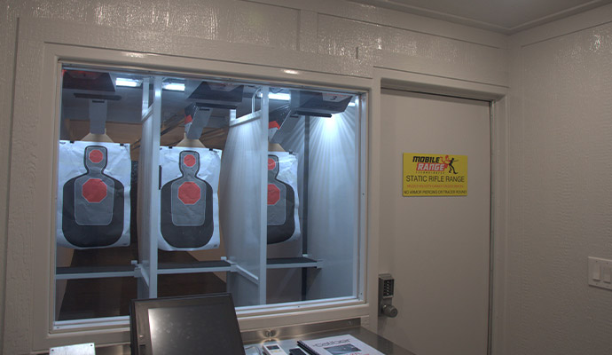 Indoor gun shooting range target stalls