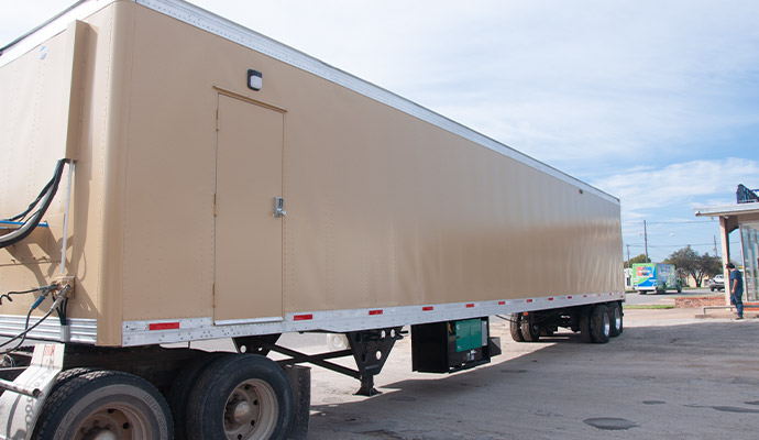 Portable training facility trailer side view
