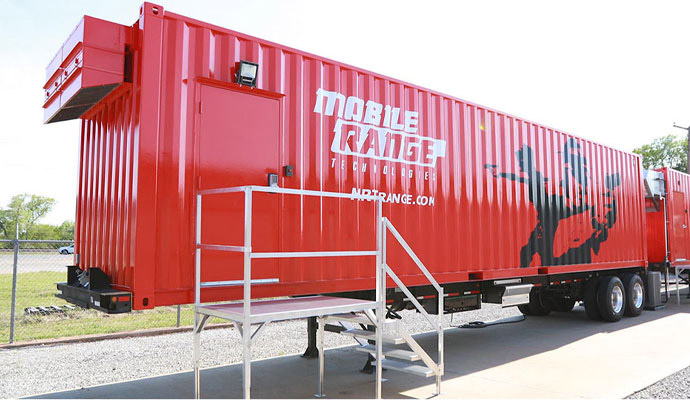 Red mobile range container trailer