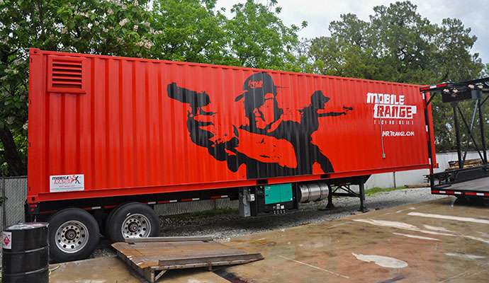 Red color mobile range container