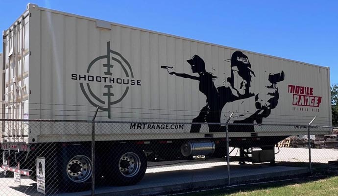 Custom graphics mobile shooting range trailer