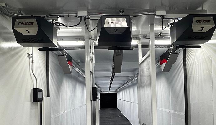 Interior view of the 25-yard firing lane in the Road King Mobile Range