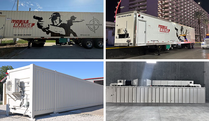 Trailer-mounted and ground-installed containerized shooting ranges
